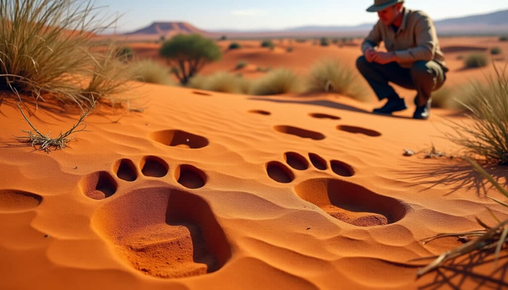 découvrez comment le repérage des empreintes dans le sable rouge révèle la vie sauvage exceptionnelle lors d'un safari en namibie.