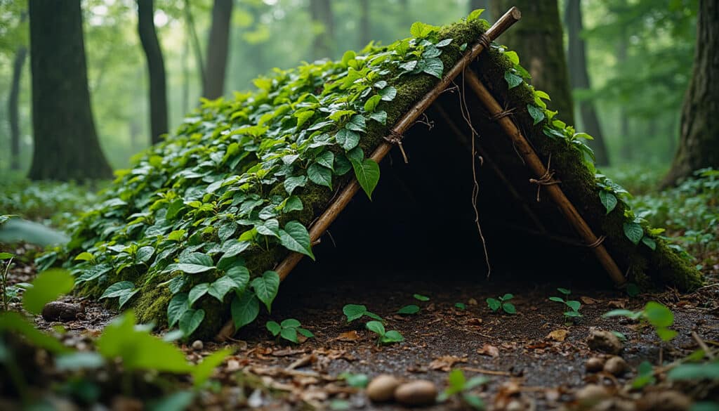 découvrez comment construire un abri de branchages étanche pour assurer votre protection en situation de survie bushcraft, alliant techniques simples et efficacité pour rester au sec.