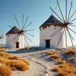 L&rsquo;ascension des moulins à vent historiques épuise en Grèce Cyclades