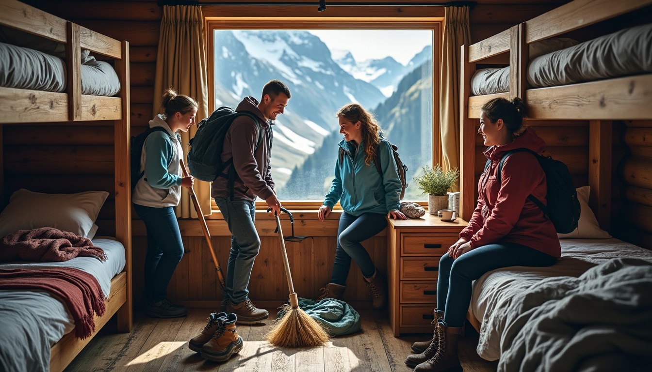 découvrez comment la participation au nettoyage du dortoir contribue à remercier le refuge de montagne et à préserver un accueil agréable pour tous.