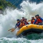 Le dessalage brutal de l&rsquo;équipage dans l&rsquo;eau marque le rafting rivière