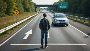 découvrez comment choisir, après un rond-point, un emplacement visible et autorisé pour faire de l’autostop plus prudemment, sans vous placer sur l’autoroute.
