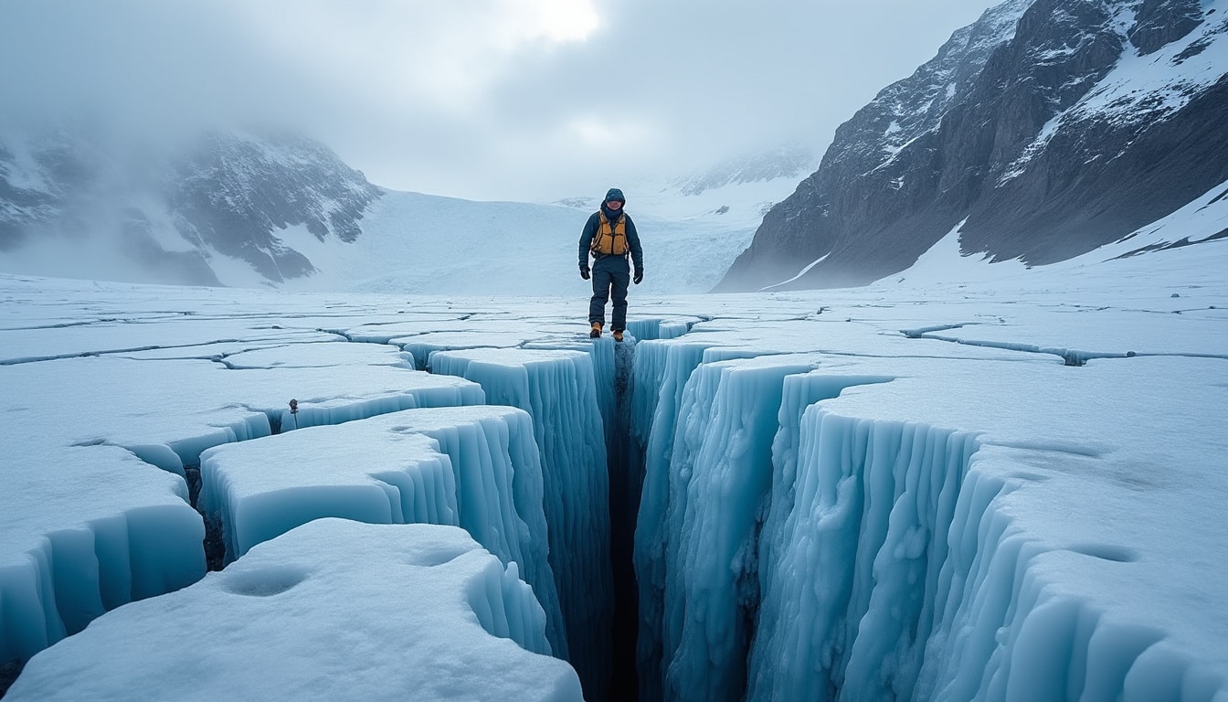 en trek sur un glacier, le craquement sinistre de la glace résonne et inquiète. découvrez ce que révèle ce bruit impressionnant.