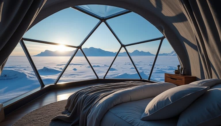 L&rsquo;utilisation de rideaux occultants contre le soleil polaire obscurcit l&rsquo;igloo verre